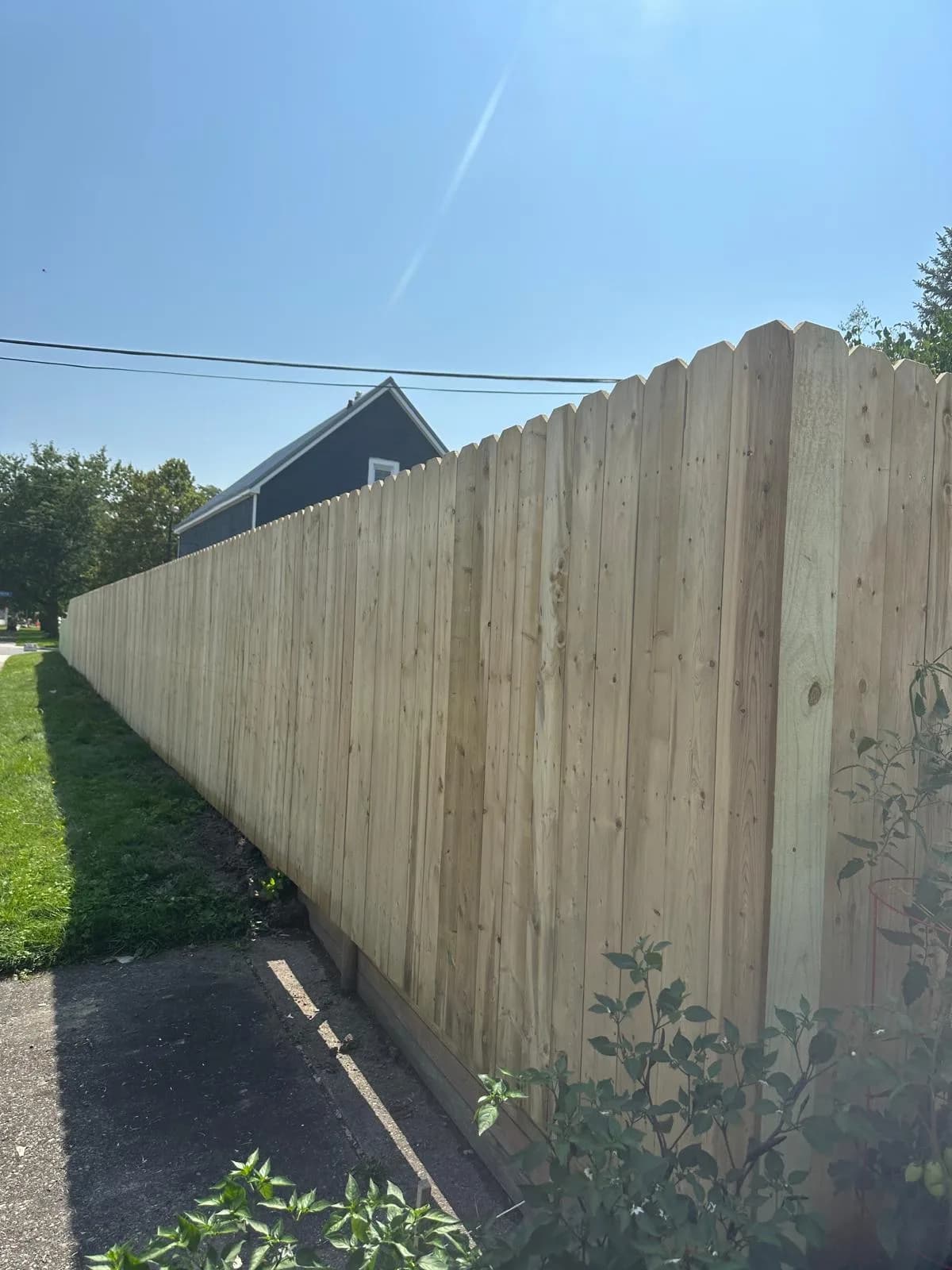 Cedar privacy fence side yard close-up — Buffalo NY