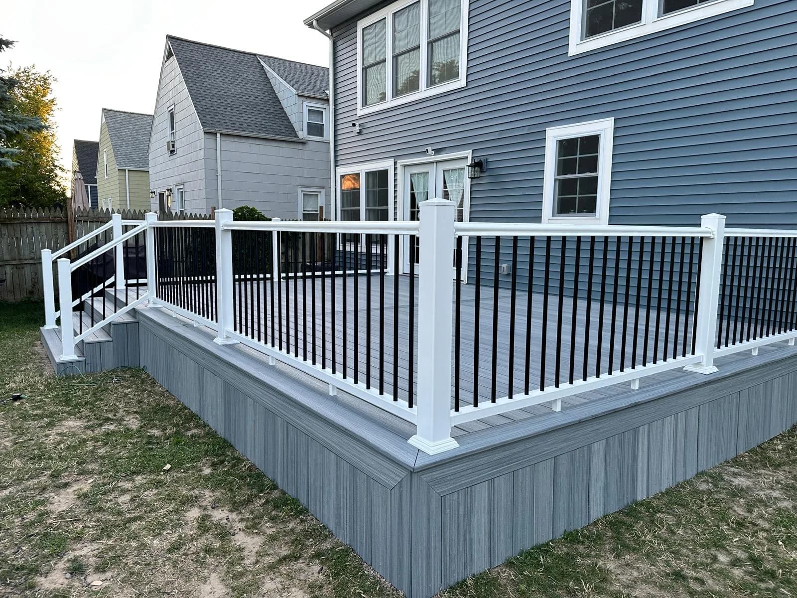Black cable railing on composite deck — Buffalo NY