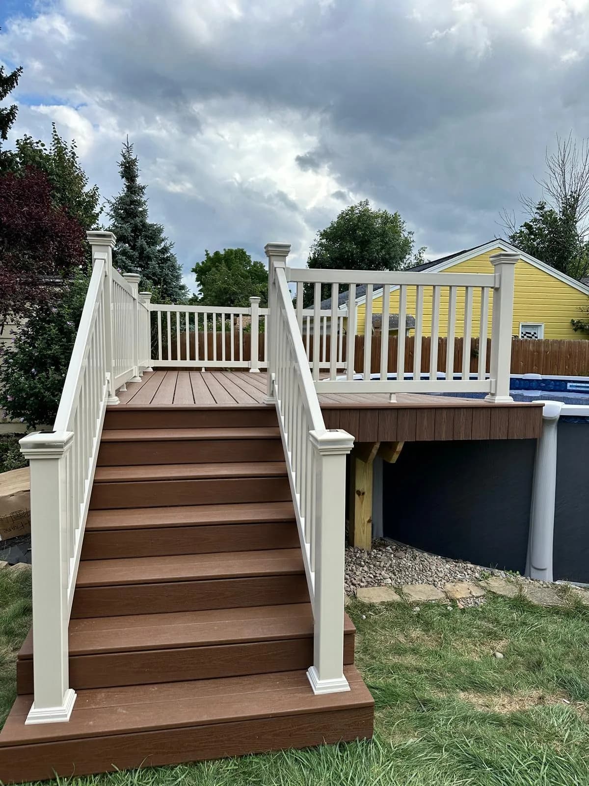 Pool deck stairs side view — Buffalo NY