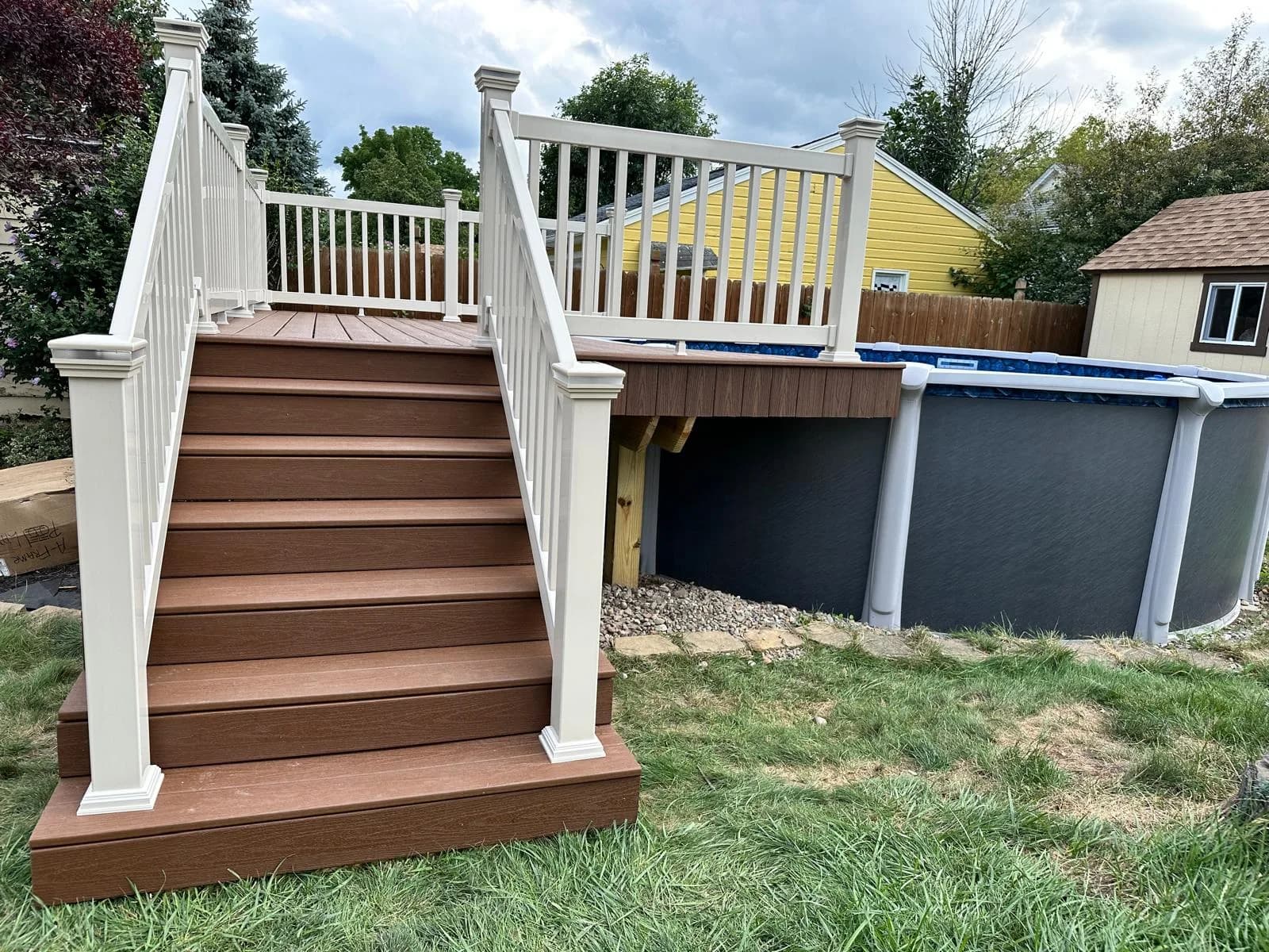 Pool deck stairs close-up — Buffalo NY