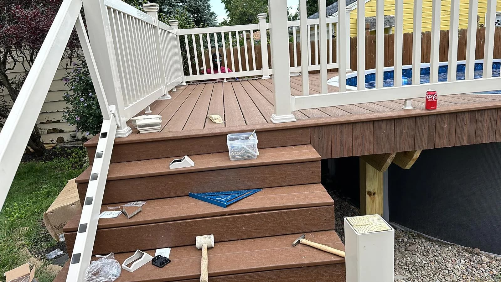 Composite pool deck step nosing detail — Buffalo NY