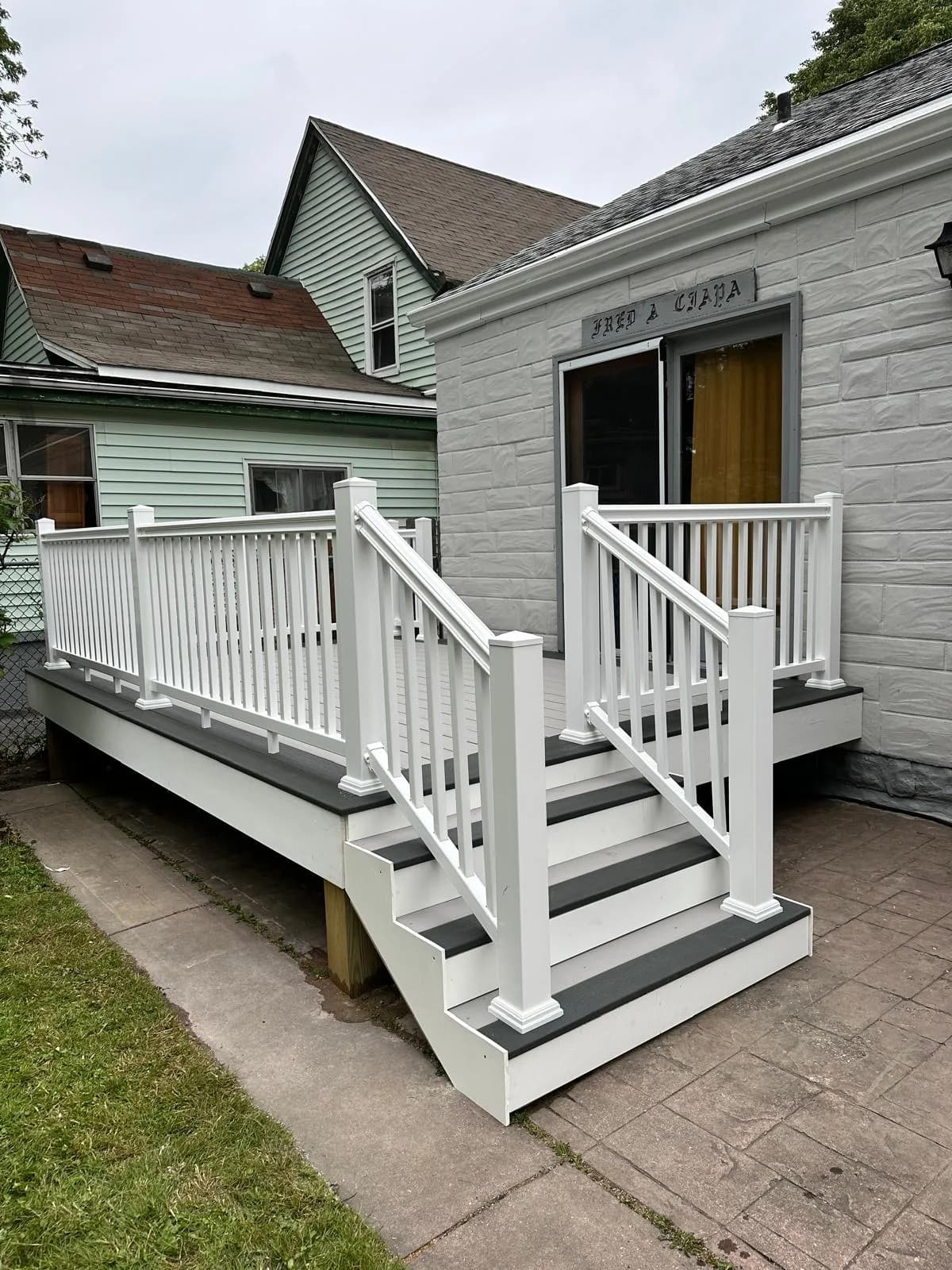 White composite deck side elevation — Buffalo NY