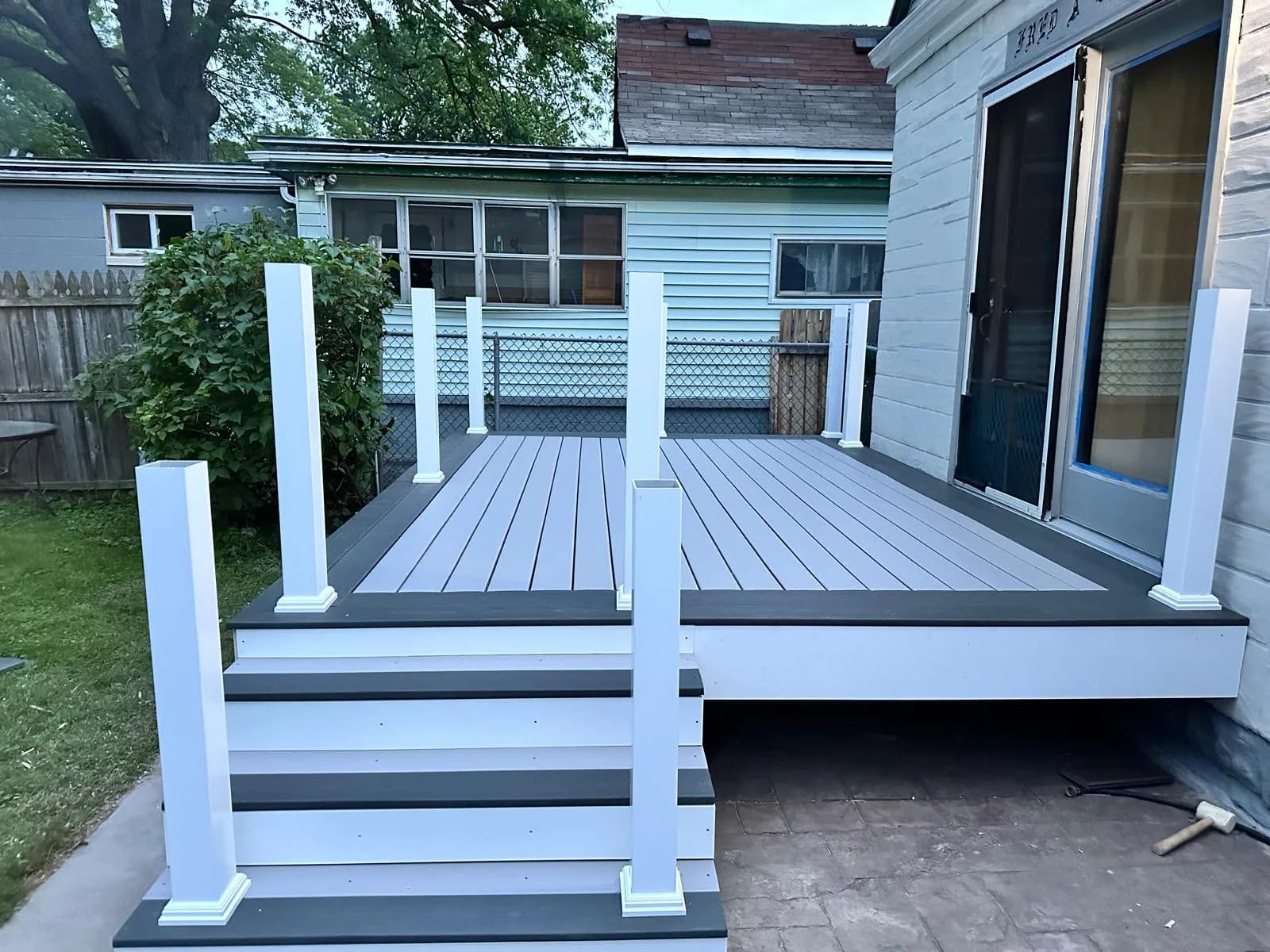 White composite deck staircase — Buffalo NY