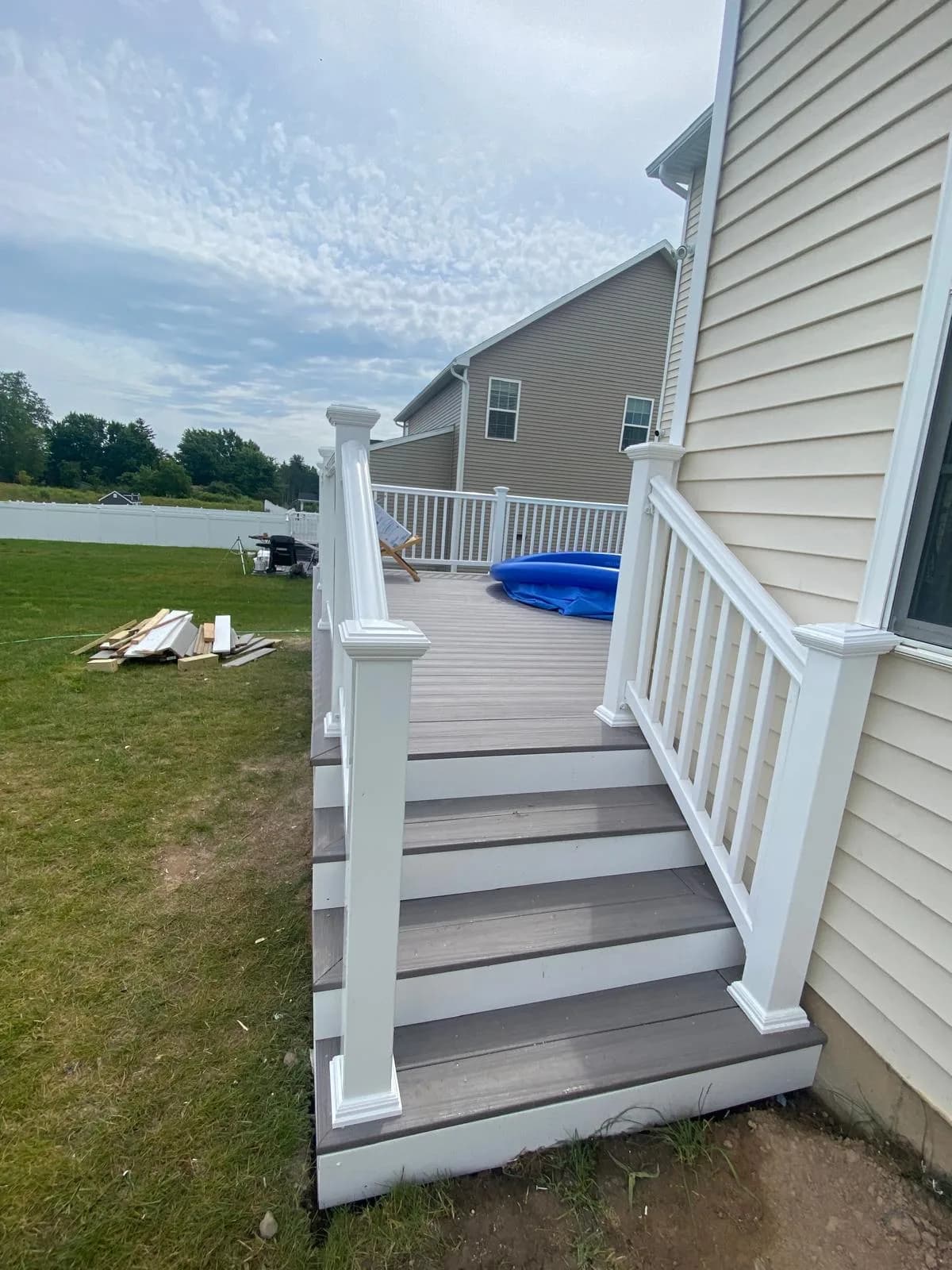 White vinyl deck stairs — Buffalo NY