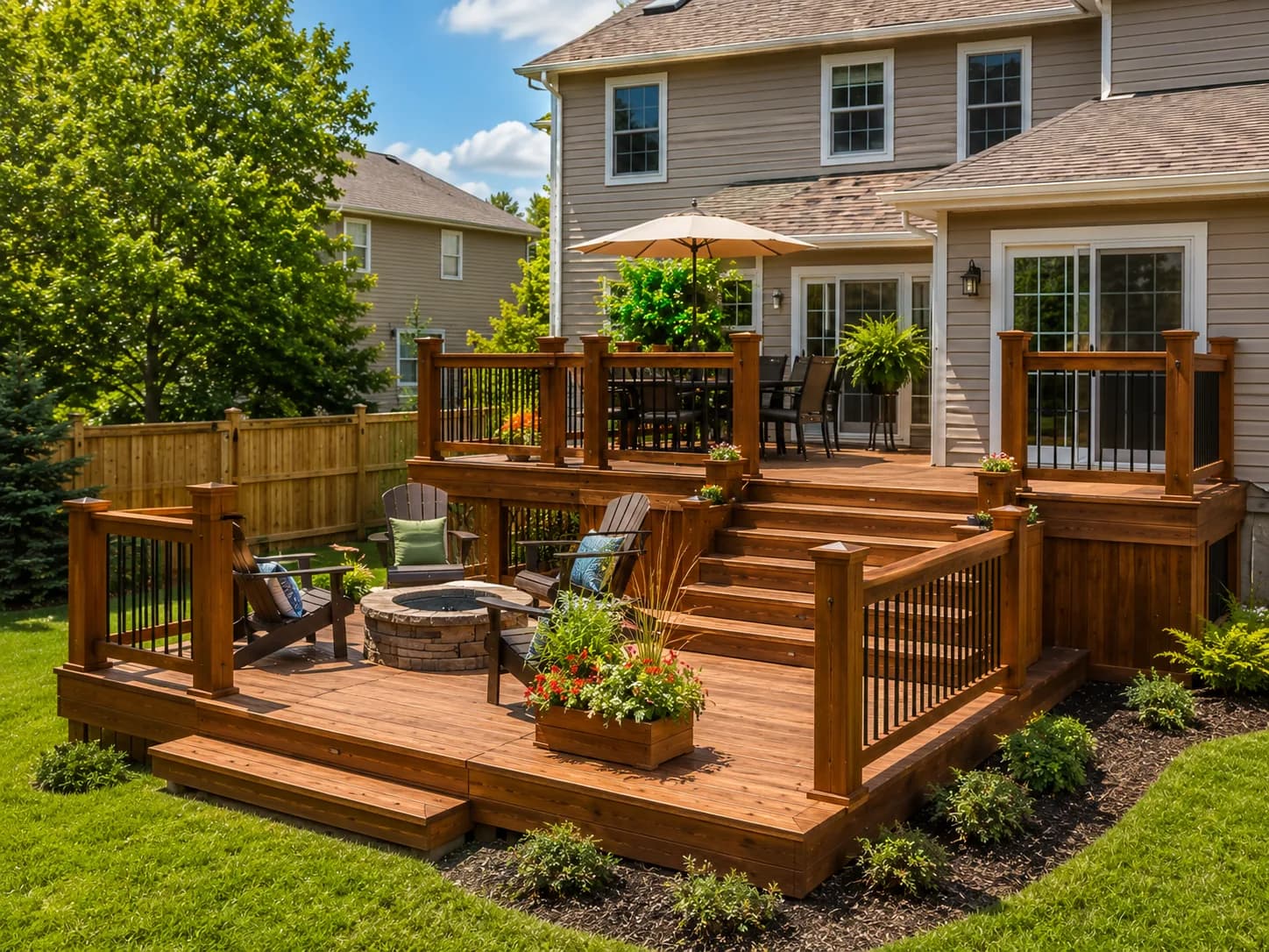 Multi-level wood deck in Clarence NY