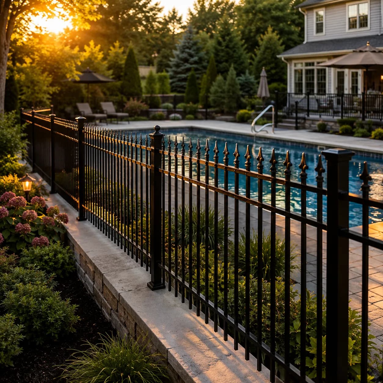 Black aluminum ornamental fence installed in Buffalo NY