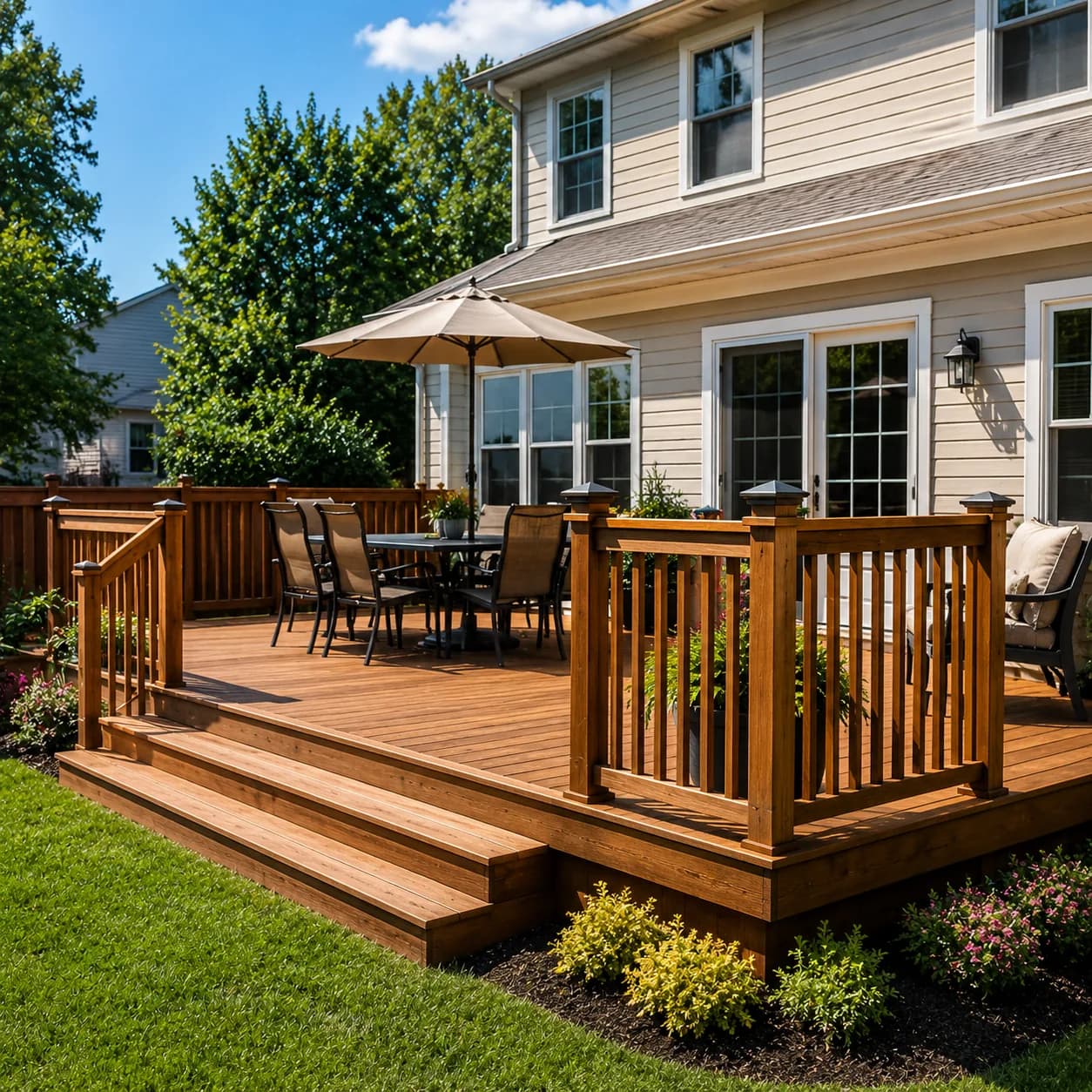 Wood pressure-treated deck installed in Buffalo NY